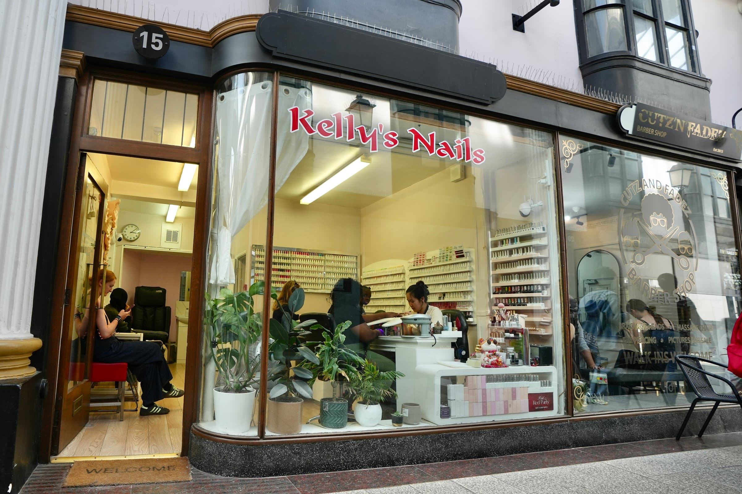 Kelly's Nails shopfront in The Arcade, Bristol
