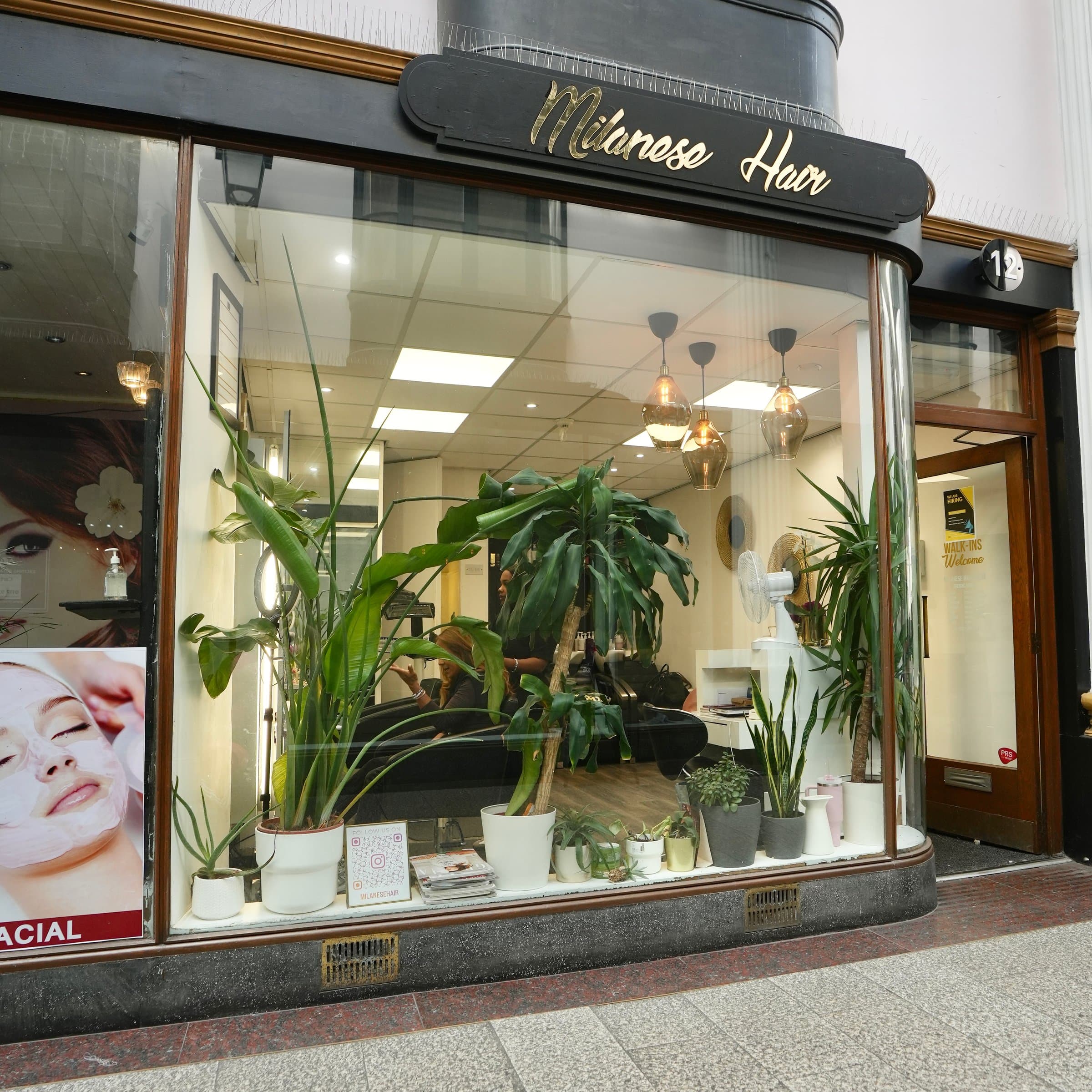 Milanese Hair Salon shopfront in The Arcade, Bristol
