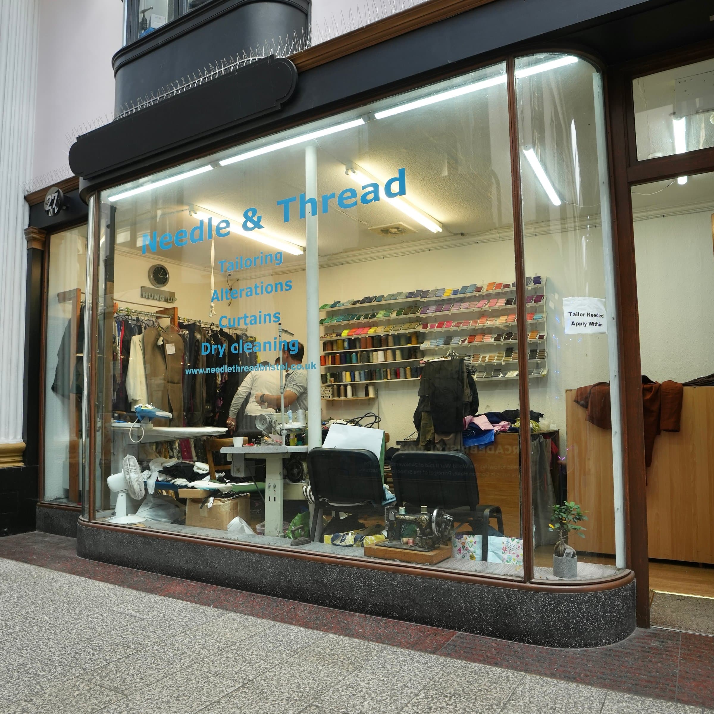 Needle and Thread shopfront in The Arcade, Bristol
