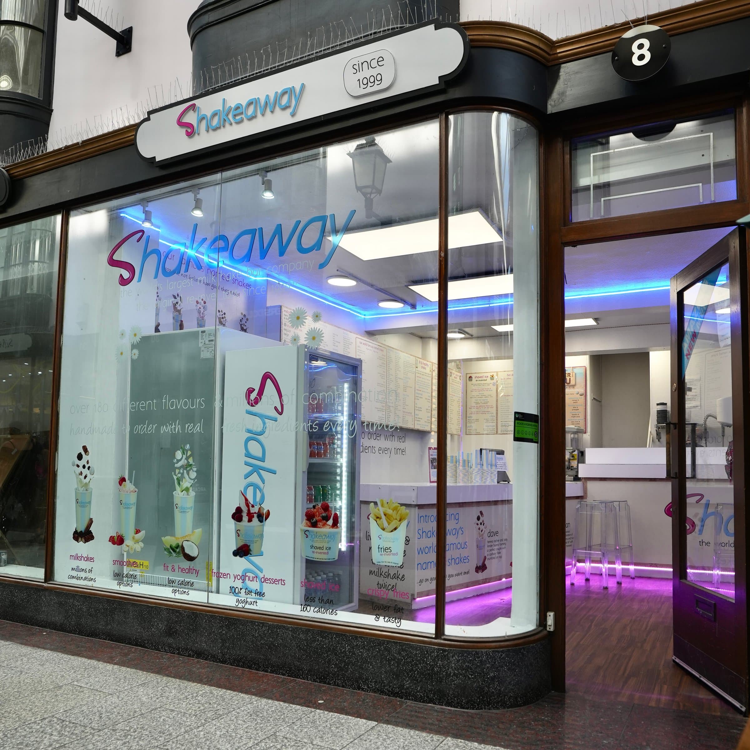Shakeaway shopfront in The Arcade, Bristol